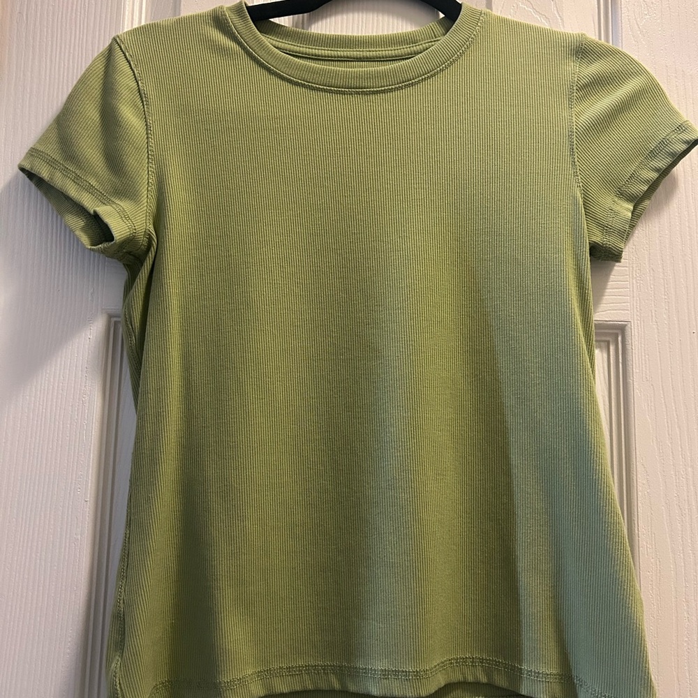 Light Green Ribbed Short Sleeve Tee